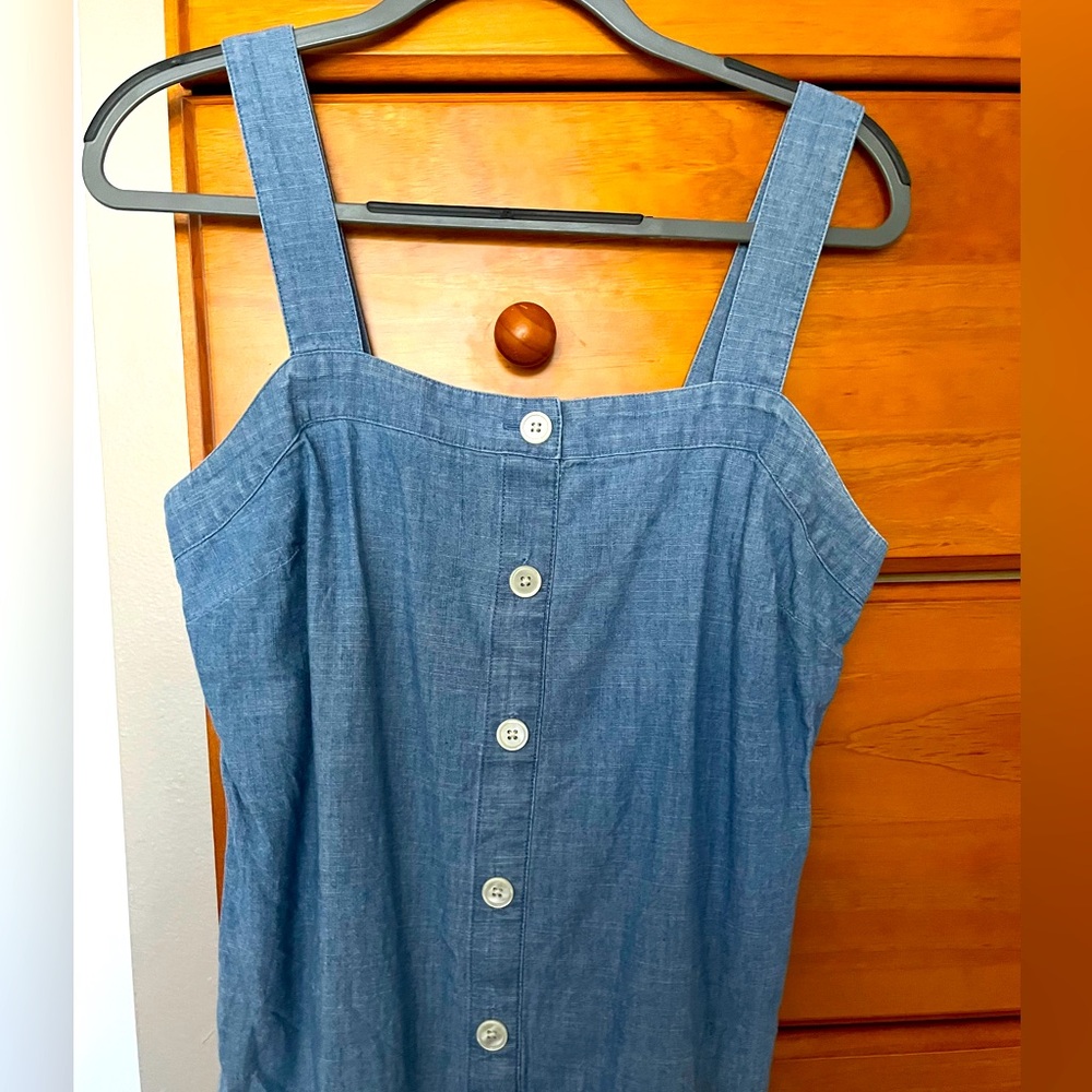 Blue denim tank with buttons from J. Crew size small